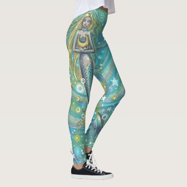 Esmaga Leggings de Arte Sereia Fantasia (Direita)