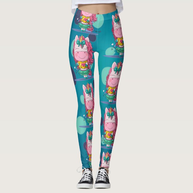 Esmaga Leggings de Pontos Azuis do Partido Unicorn (Frente)
