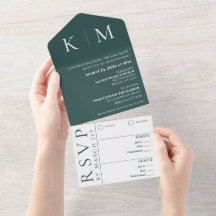 Esmerald Green e White-Monograma-Casamento-