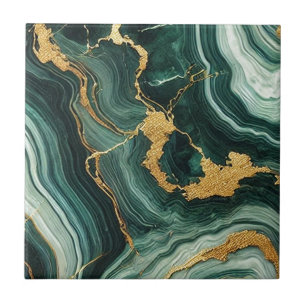 Esmeralda Verde e Dourado com Aparência de Mármore