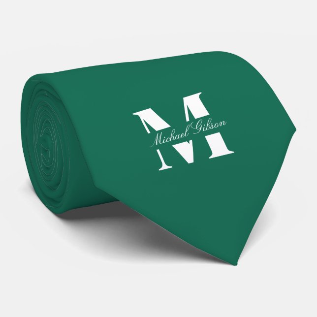 Esmeralda Verde | Gravata de Noivos com Monograma  (Rolled)
