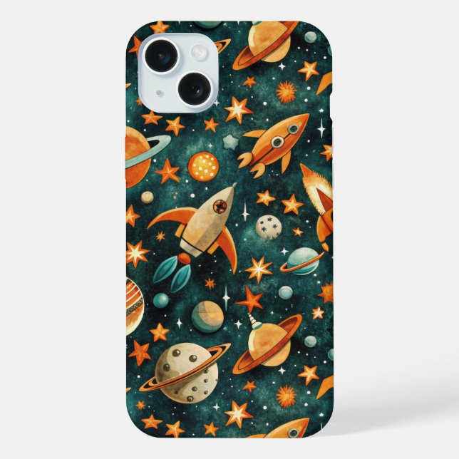 Espaço Atômico Laranja Teal do Meio do Século (Verso)