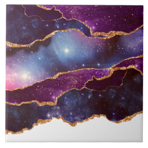 Espaço Azul e Roxo e Estrelas com Faixa Dourada