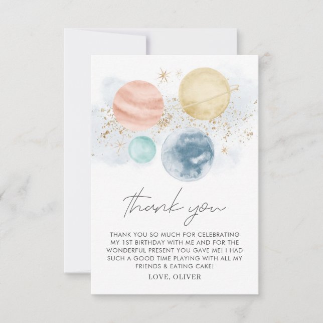 Espaço Boas Aniversário Cartões de agradecimentos  (Frente)