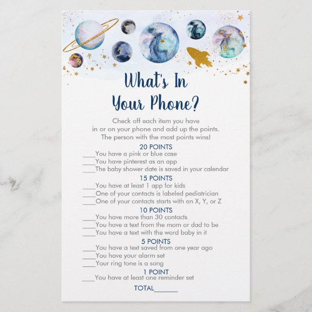 Espaço Dourado Azul Galáxia O que há no seu jogo t (Frente)