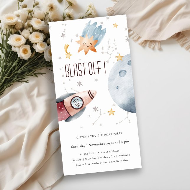 Espaço Exterior Fresco Em Qualquer Convite Anivers (Criador carregado)