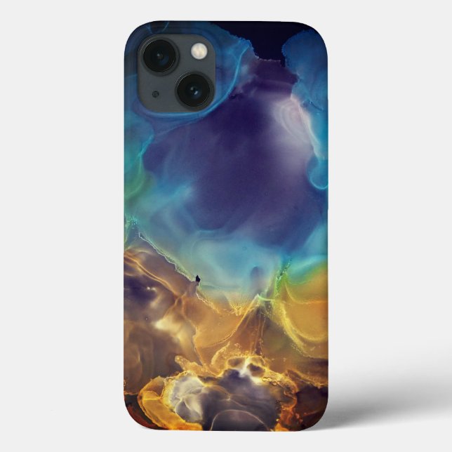 Espaço Nebula azul Amarelo Álcool Arte (Verso)