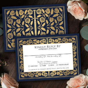 Espada Dourada Medieval Azul RSVP Casamento Real