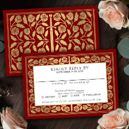 Espada Dourada Medieval Escarlate RSVP Casamento R