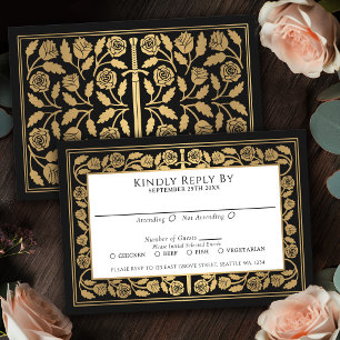 Espada Dourada Medieval Preta RSVP Casamento Real