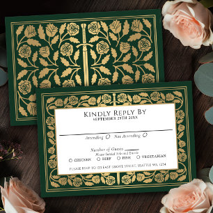 Espada Dourada Medieval Verde RSVP Casamento Real