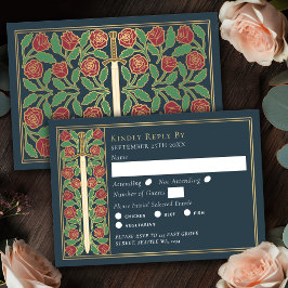 Espada Floral Medieval Cinza Dourado RSVP Casament