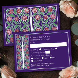 Espada Floral Medieval Roxa Casamento RSVP
