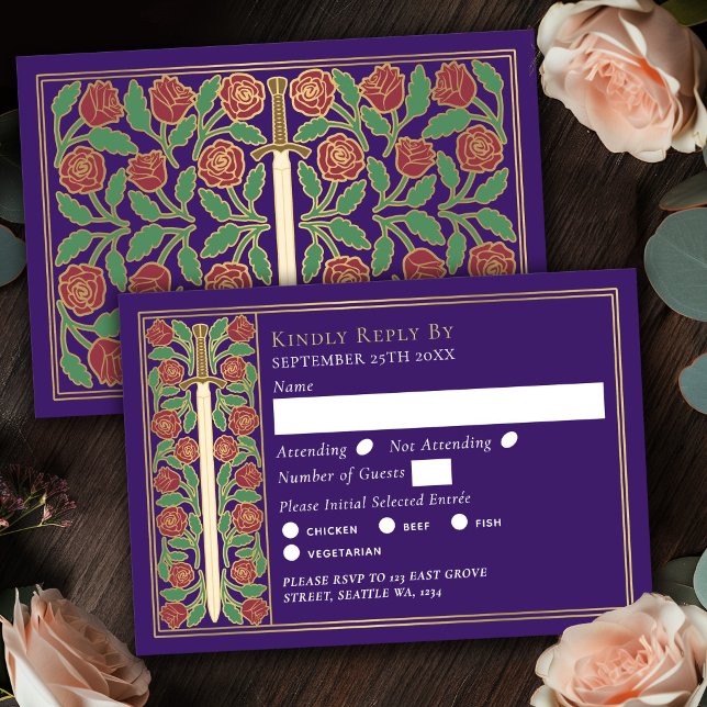 Espada Floral Medieval Roxo Dourado RSVP de Casame (Criador carregado)