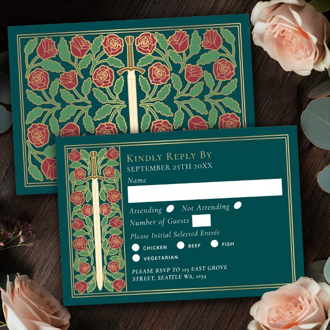 Espada Floral Medieval Turquesa Dourada RSVP Casam (Criador carregado)