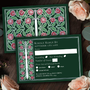 Espada Floral Medieval Verde Prata Casamento RSVP