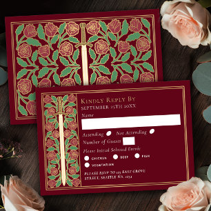 Espada Floral Medieval Vermelha Dourada RSVP Casam
