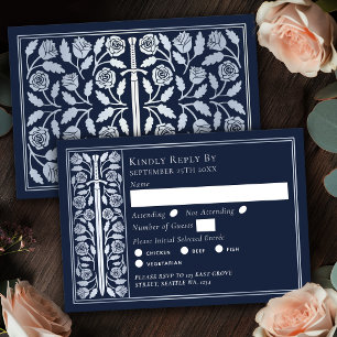 Espada Medieval Azul Prata RSVP de Casamento