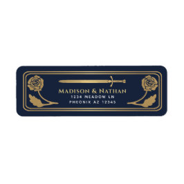 Espada Medieval de Fantasia Azul Dourada Etiqueta