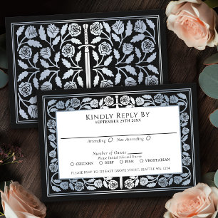 Espada Medieval Prata Preta RSVP Casamento Real