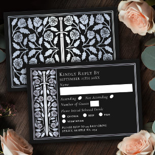 Espada Medieval Prata Preta RSVP de Casamento