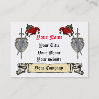 espada, protetor e modelo de cartão de negócios da