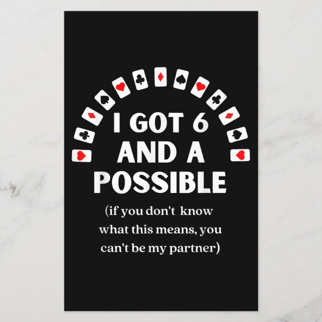 Espadas Engraçadas Tenho Seis E Um Possível Cartão (Frente)