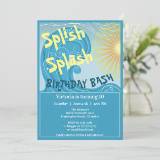 Espalhar Splash Birthday Bash Convite de festas
