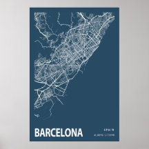 Espanha de Barcelona - Mapa da cidade - Impressão 