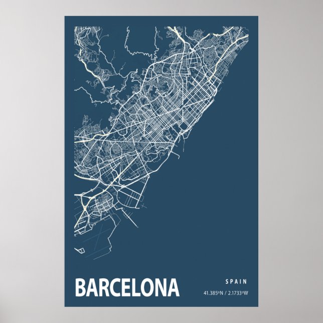 Espanha de Barcelona - Mapa da cidade - Impressão  (Frente)