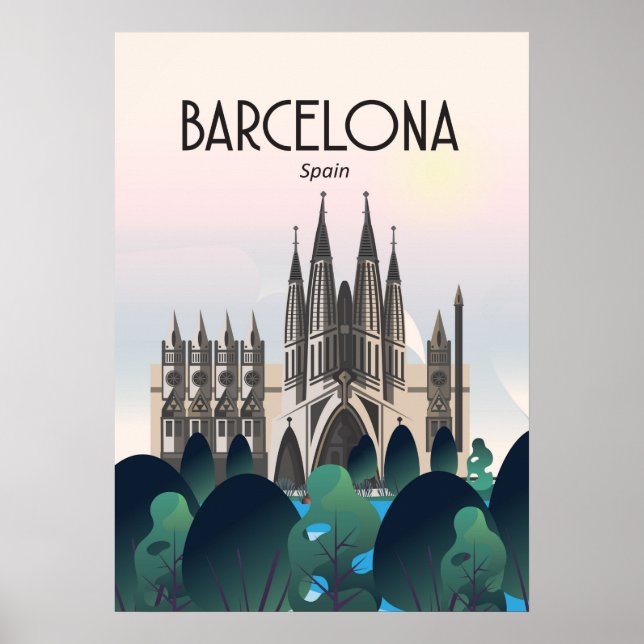 Espanha de Barcelona, Poster de viagens, (Frente)