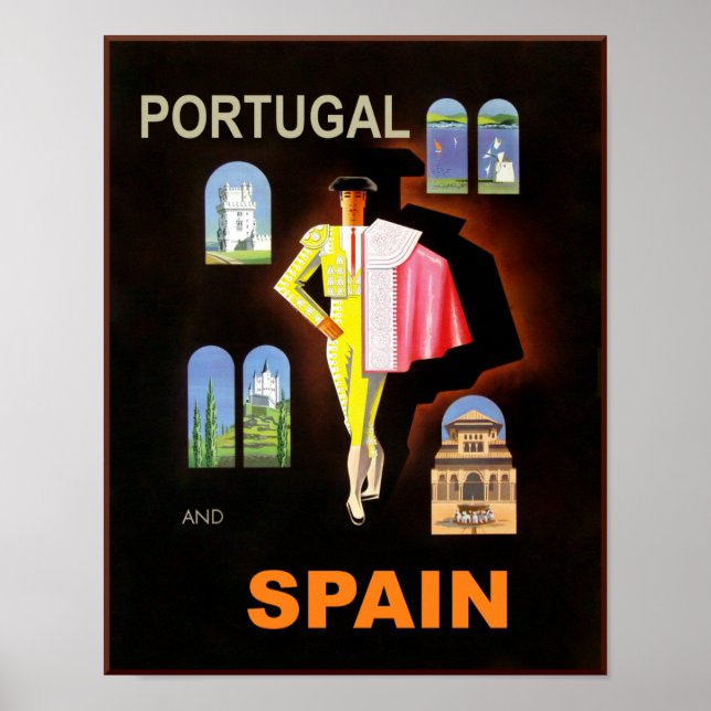 Espanha e poster de viagens de Portugal. (Frente)