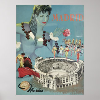 Espanha - Poster Viagens vintage de Madrid