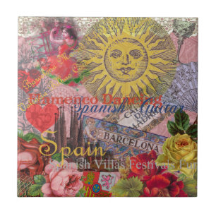 Espanha Vintage Sol Viagem Colagem Retro Europa