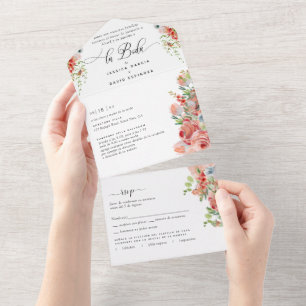 Espanhol, Coral Peach, Cream Wedle Tear Off RSVP