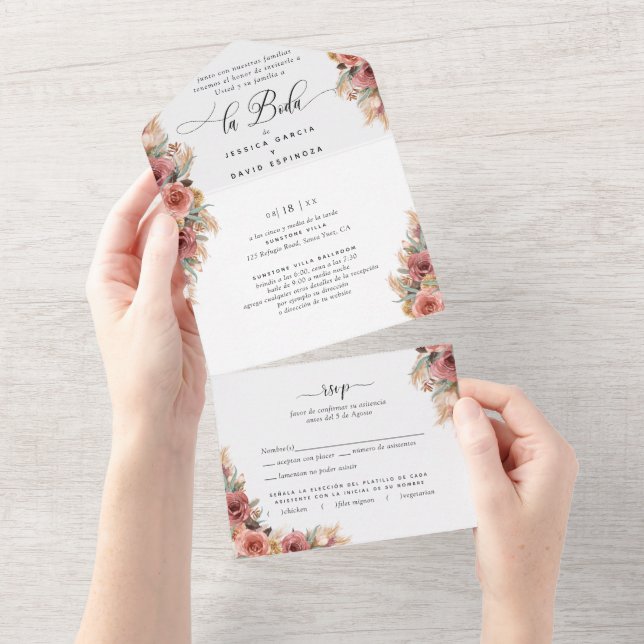 Espanhol, Pampas Grass Blush Nupa Lágrima Da RSVP (Aba destacável)