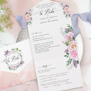 Espanhol Pastel Purple Weding Tear RSVP