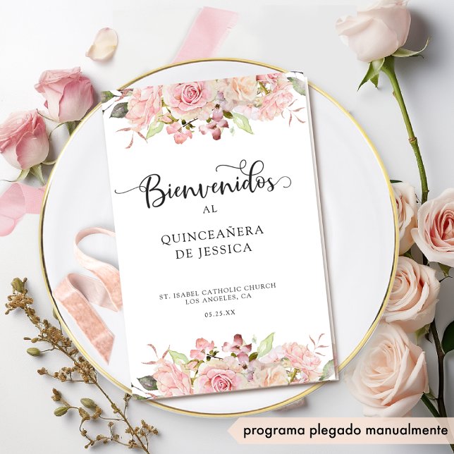 Espanhol, Pink Blush Rosa Dourado Quinceanera (Criador carregado)