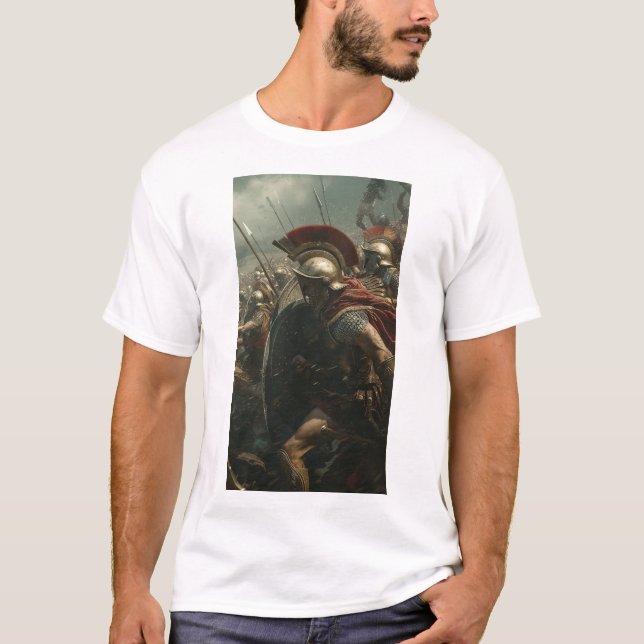 Espartanos lutando na camiseta do Império Persa (Frente)