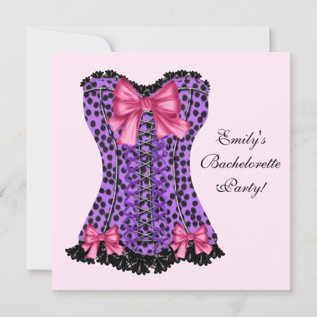 Espartilho Estampa de Leopardo Rosa e Roxo Convite (Frente)