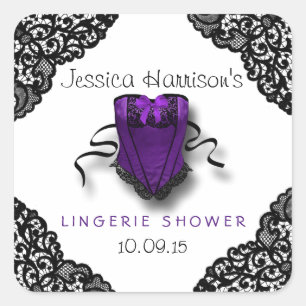 Espartilho roxo & etiqueta preta do chá da