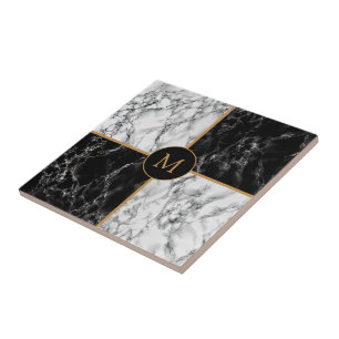Especial do Monograma do Marble Marble Check Preto