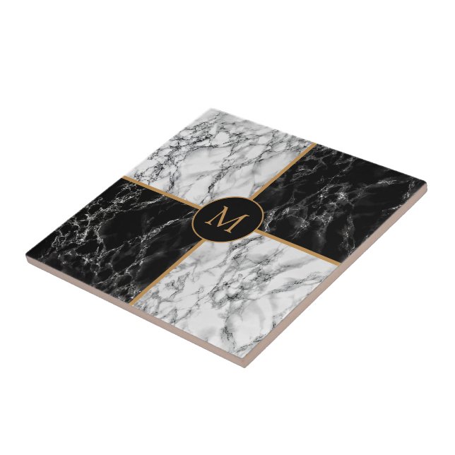 Especial do Monograma do Marble Marble Check Preto (Lateral)