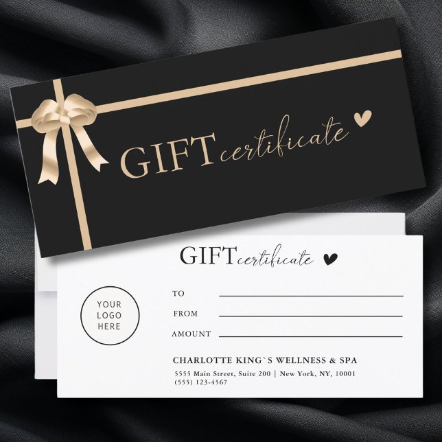 Específico do cliente, Logotipo, Certificado de Of (Customer specific, Logo, Ribbon, Business Gift Certificate. Black and Gold )
