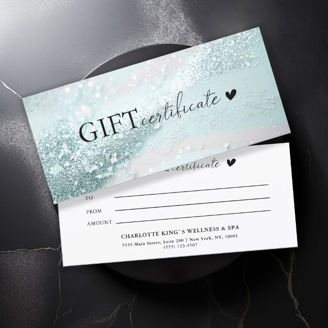 Específico do cliente, prata-silverglitter, empres (Customer specific, trendy, mint-silver, glitter, business gift certificate.)