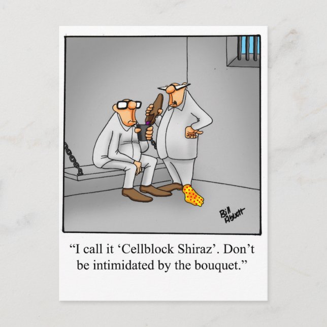 "Espectickles" com cartão postal humor de vinho (Frente)