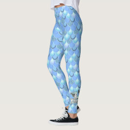 Espectro azul de cores da sereia leggings