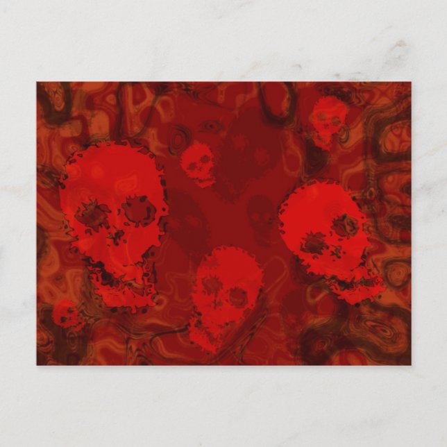 Espectros de caveira cartão postal vermelho (Frente)
