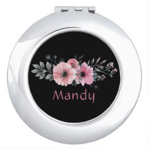 Aquarela Floral Rosa e Preta Personalizada