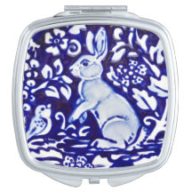 Azulejo de cerâmica floral de coelho azul e coelho